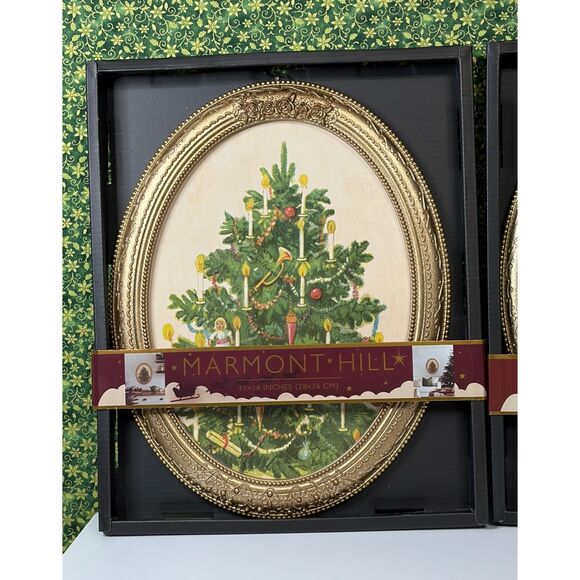 Other - Viral Marmont Hill Vintage Style Christmas Oval Gold Framed